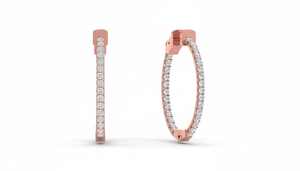 Pendientes de Aro Solitario con Corte Brillante de Diamante Natural y Oro de 14K para Mujer - Product Image 3