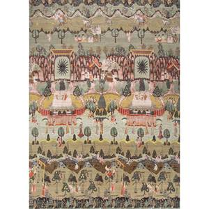 Tapis en laine et soie de bambou noué à la main Aurora Green, épaisseur 10 mm, motif abstrait original pour la maison, couloir, rectangle AKWB-3545 - Product Image 1