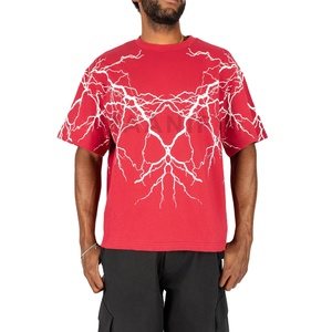 Camiseta Vintage Roja con Lavado Ácido para Hombre, Estilo Oversize, Streetwear, Lisa, Cuello Acanalado Grueso, Personalizable MAANIFY - Product Image 1