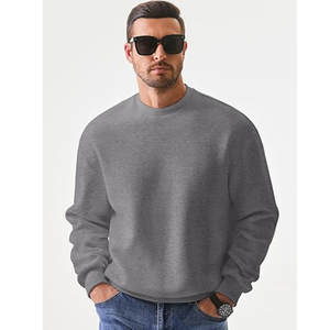 Men's Loose Fit Solid Colour Round Neck Sweatshirt With Long Sleeves Custom Factory Print Fabric Pullovers for Foreign Trade - Product Image 3