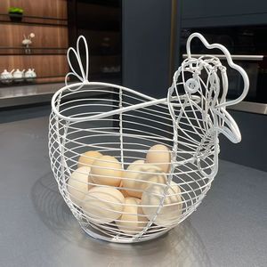 Panier à oeufs en fil de fer noir de meilleure qualité Panier de rangement de table en métal en fer forgé de forme ronde avec poignée - Product Image 6