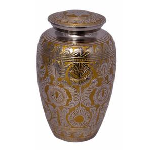 Urne de crémation humaine adulte en laiton et métal gravé argent et or vente chaude souvenir commémoratif pour cendres fournitures funéraires - Product Image 1