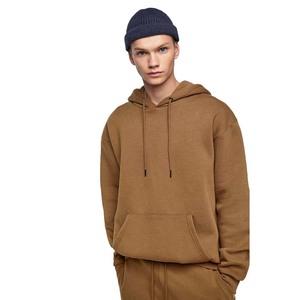 Ensemble de survêtement en coton marron pour homme, sweat-shirt et pantalon de survêtement décontractés, couleur unie, manches longues, cordon de serrage, coupe ample, vêtements d'hiver - Product Image 3