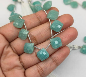 Amazonite à facettes perles en forme de coussin de 8 pouces de long perles en vrac pour la fabrication d'accessoires de bijoux - Product Image 4