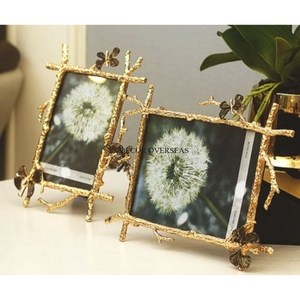 Set Of 2 High Grade <b>Gold</b> Plated Best Quality Metal Made Unique Fancy Butterflies Designer <b>Photo</b> <b>Frame</b> From India In Lowest Price - Product Image 1