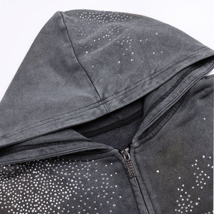 Custom Heavyweight Oversized French Terry <b>Drop</b> Shoulder Double Zip Boxy Fit Zipper Hoodies Custom <b>Acid</b> Wash Breathable Stone - Product Image 5