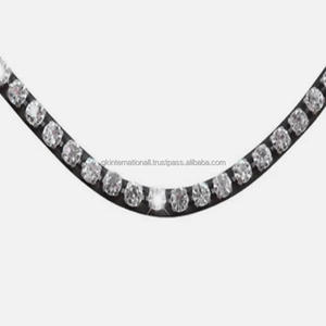 Banda para cejas de caballo de cuero negro de onda profunda hecha a mano, banda para cejas con cristales plateados, banda para cejas mega ostentosa de diamante - Product Image 5