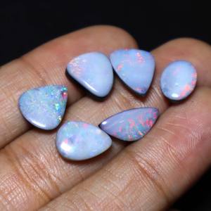Natural Australian Doublet Opal Cabochon Multi <b>Fire</b> Mix Shape 10X8MM-14X9MM 18 Carat Lot Loose Gemstone - Product Image 4