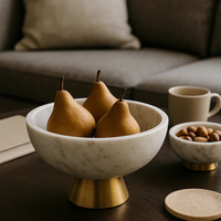 Ensemble de bols de service en marbre de luxe avec base dorée, faits à la main et personnalisables pour le Ramadan et les mariages, décoration moderne pour la cuisine et la maison