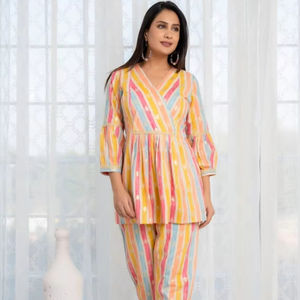 ชุดเสื้อผ้าคอตตอนแบบผูกเชือกสำหรับสตรีสไตล์เก๋และใส่สบายสำหรับฤดูร้อน - Product Image 3