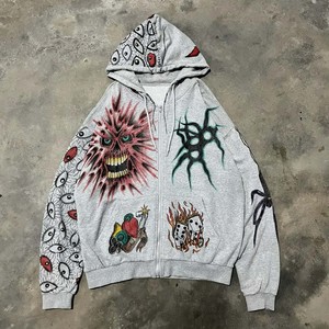 Harajuku yeux impression sweats à capuche femmes surdimensionné zip up sweat à capuche streetwear tricoté goth sweat coréen hauts grunge y2k vêtements - Product Image 3