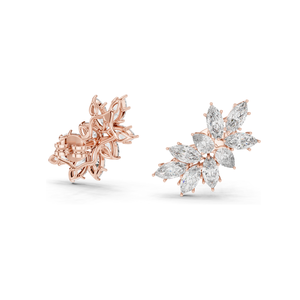 Boucles d'oreilles en forme de flocon de neige en diamant de laboratoire 4.1 CT pour femmes, clarté VVS-VS EF, or 18KT, 14KT, 10KT et argent 925, rose, jaune, blanc - Product Image 5