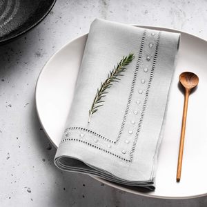 100% serviettes de salle à manger de thé en lin biologique naturel brodées pour les points suisses Double couture accessoires en tissu personnalisables - Product Image 3