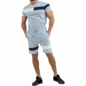 Thick Cotton Twinset Plain <b>Tshirt</b> Shorts Sports Tracksuit Custom Summer Men Tracksuit Set - Product Image 6