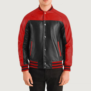 Chaqueta Varsity de cuero para hombre-Chaqueta retro sólida con botones a presión Estilo urbano informal de invierno Gran capa de aislamiento - Product Image 1