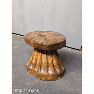 Naga Tribal Solid Wood <b>Stool</b> Handmade Traditional Rustic <b>Ottoman</b> with Tufting Stackable for Seating in Bedroom or Hospital - Product Image 6