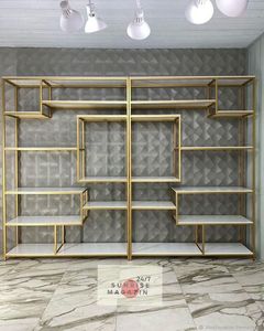 Multifunction Gold Metal Iron Cantilevered Coat Rack Home Store Stylish Portable Hanger <b>Clothes</b> Bags Stacking Racks <b>Shelves</b> - Product Image 1