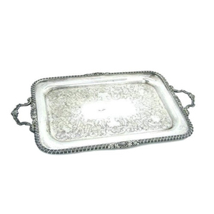 Elegant Vintage Silver Metal Tray Timeless Design for Food Serving Gifting <b>Tabletop</b> Decor - Product Image 6