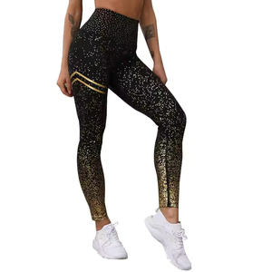 Brand New Fashion Leggings Leggings imprimés dorés No Transparent Yoga Workout Exercice Sport Leggings Push up Workout Femme Pantalon - Product Image 6