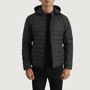 Blouson matelassé en duvet de canard pour homme, design personnalisé, haute qualité, fermeture éclair tendance, tissage chaud, tailles XS à Plus, streetwear, devant - Product Image 1