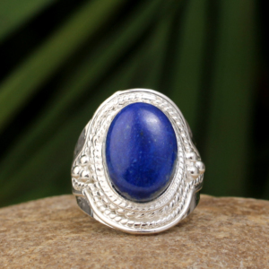 Best Selling Natural Lapis Lazuli Ring 925 Sterling <b>Silver</b> Handmade Gemstone 10x14mm Oval Shape Boho Statement Jewelry Women's - Product Image 5