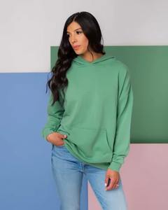 เสื้อมีฮู้ดสำหรับผู้หญิงผ้าฟลีซแขนยาวครึ่งคอสูงสีพื้นใส่สบายดีไซน์แฟชั่นใหม่ - Product Image 6