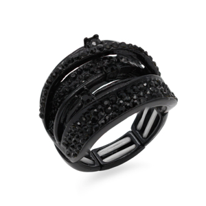 แหวนยืดหินฮีมาไทต์ชุบเจ็ทแบบเรขาคณิตลายดวงตาทันสมัยฝังพลอยทองแดงอัลลอยด์สำหรับเด็ก - Product Image 1