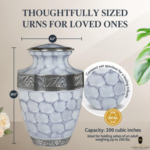 Urna Funeraria Ecológica Blanca Plateada, Duradera, para Adultos, Capacidad de 220 Pulgadas Cúbicas, Bolsa de Terciopelo, Estilo Americano/Europeo Premium - Product Image 4