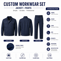 Ensemble uniforme de travail industriel personnalisé OEM, veste de technicien respirante à manches courtes et pantalon cargo pour l'entretien en usine