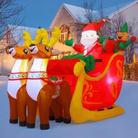Elan de Noël gonflable et Père Noël Lumières LED intégrées OutdoorDisplay Party Decor Fournisseur Noël Inflatables Light-Up