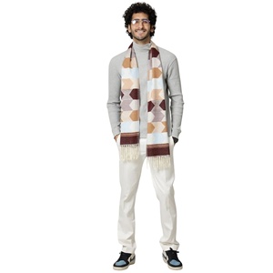 Bonne qualité 100% coton longue écharpe tricotée d'hiver écologique pour hommes avec broderie de conception personnalisée avec écharpe de logo personnalisé - Product Image 2