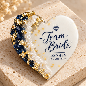 Imanes de Resina Epoxi con Forma de Corazón Personalizados, Recuerdos de Boda para el Equipo de la Novia, Regalos para la Fiesta de Despedida de Soltera, Nombres y Fechas Personalizados, Múltiples Opciones de Color - Product Image 4