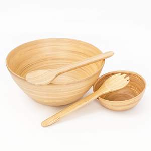 Juego de cuencos de bambú hilado ecológico superior con cuchara forma redonda para mesa de fiesta artículos de cocina al por mayor hechos a mano de Vietnam - Product Image 1
