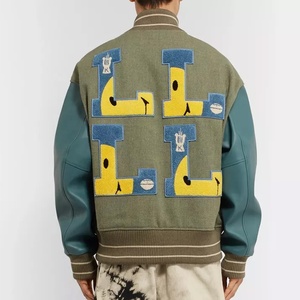 Chaqueta universitaria de béisbol con letras para hombre personalizada al por mayor, chaqueta cálida de piel de vaca con mangas largas de nailon y algodón 3XL 4XL - Product Image 5