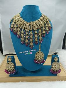 Conjunto de Collar para Mujer Chapado en Oro con Acabado Dorado, Joyería Hecha a Mano de Diseño Moderno para Compromiso, Boda, Fiesta, Estilo Étnico, Tercer Grado - Product Image 4