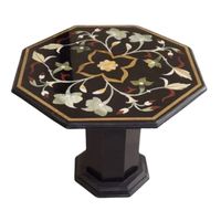 Table à manger moderne en marbre Pietra Dura, élégante incrustation, plateau en marbre raffiné, verre artisanal pour une expérience culinaire exceptionnelle
