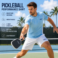 T-shirt de sport personnalisé en sublimation pour pickleball, style rétro, protection solaire, extensible dans les 4 sens, pour la vente en gros