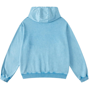 Sweat-shirt à capuche bleu ciel délavé à l'acide, surdimensionné, vintage, en molleton doux, streetwear, vêtements d'hiver pour hommes et femmes - Product Image 2