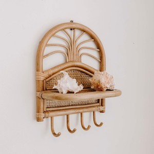 New Design Bathroom <b>Shower</b> Shelf <b>Rack</b> with Hooks Natural Rattan Shelves for Room Decorations - Product Image 5
