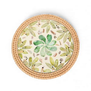 Mother of Pearl <b>Placemat</b> with Rattan Inspired by Coastal Living <b>for</b> Relaxed Home <b>Table</b> Decor From Vietnam - Product Image 3