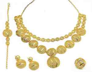 Ensemble de colliers courts en or teinté 14K 18K 24K en gros, bijoux fantaisie, ensemble de bijoux traditionnels, ensemble de bijoux en or teinté fantaisie - Product Image 2