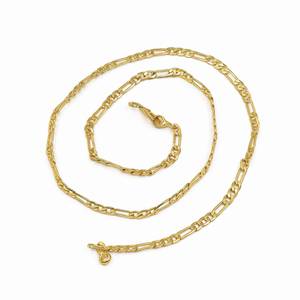Wholesale <b>14K</b> 18K 24K Micro <b>Gold</b> Plated Figaro Style Brass Chain Women's <b>Necklaces</b> - Product Image 1