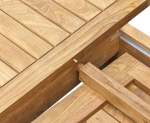 Table extensible à double plateau en teck massif 1,2-1,8 m, résistante à l'eau et aux UV, empilable pour usage extérieur en restaurant et hôtel - Product Image 4