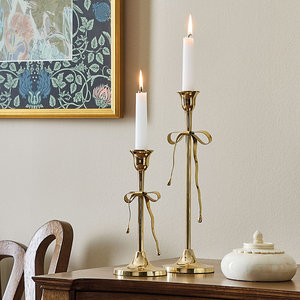 Luxury Metal Candlestick Holders with Bow Design Elegant Gold Taper <b>Candle</b> <b>Stands</b> for Home & Wedding Decoration - Product Image 1
