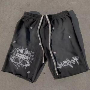 Alta calidad gran oferta verano algodón cordón Vintage hombres Raw Edge ácido lavado pantalones cortos logotipo personalizado pantalones cortos para hombres - Product Image 4