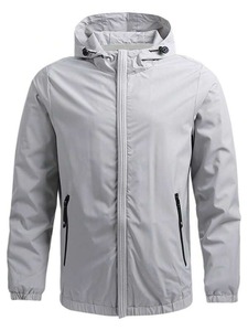 Veste coupe-vent légère pour homme avec capuche et col montant, idéale pour l'automne, avec logo sur le devant - Product Image 3