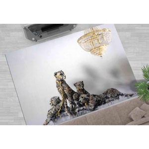 Alfombra Banksy Cheetah Family: Alfombra antideslizante abstracta, alfombra estampada, alfombra suave con pelo largo - Product Image 1