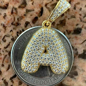 VVS Moissanite diamante chapado en oro plata esterlina 925 Iced Out Hip Hop letra inicial colgante joyería de lujo para hombres y mujeres - Product Image 1