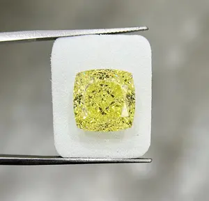 Fancy Intense Yellow Modified Brilliant Cushion Cut 11.88 Ct Natural Fancy Loose Diamonds VVS2 Clarity GIA Certified EX EX MED