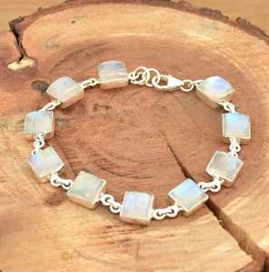 Rainbow Moonstone Tennis Bracelet 18K Gold Plated Sterling <b>Silver</b> Handmade Luxury Jewelry Gift for <b>Women</b> Elegant - Product Image 4